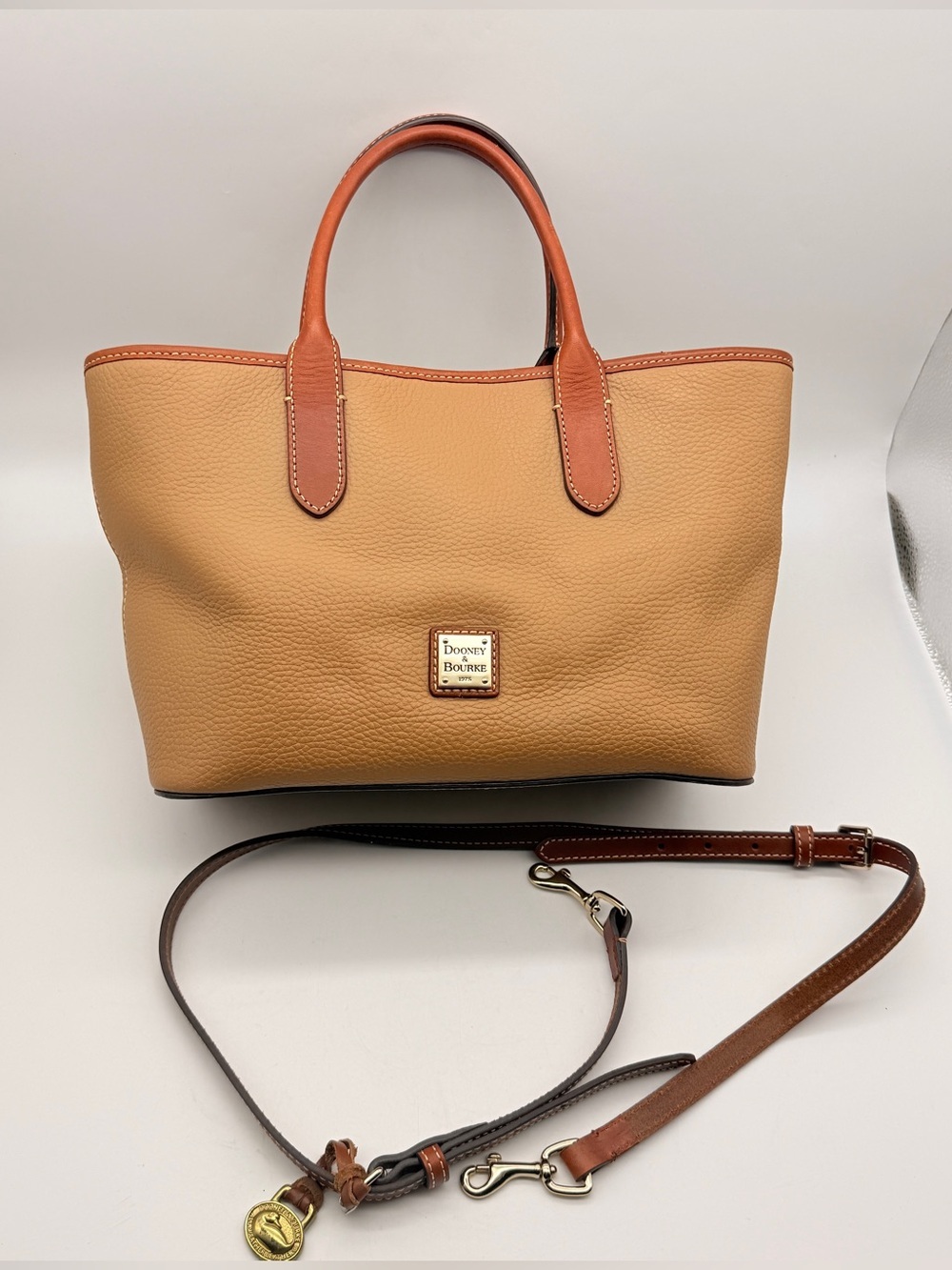 Dooney & Bourke Pebble Leather Brielle Satchel Tote Bag Caramel Brown NWOT - Picture 2 of 15